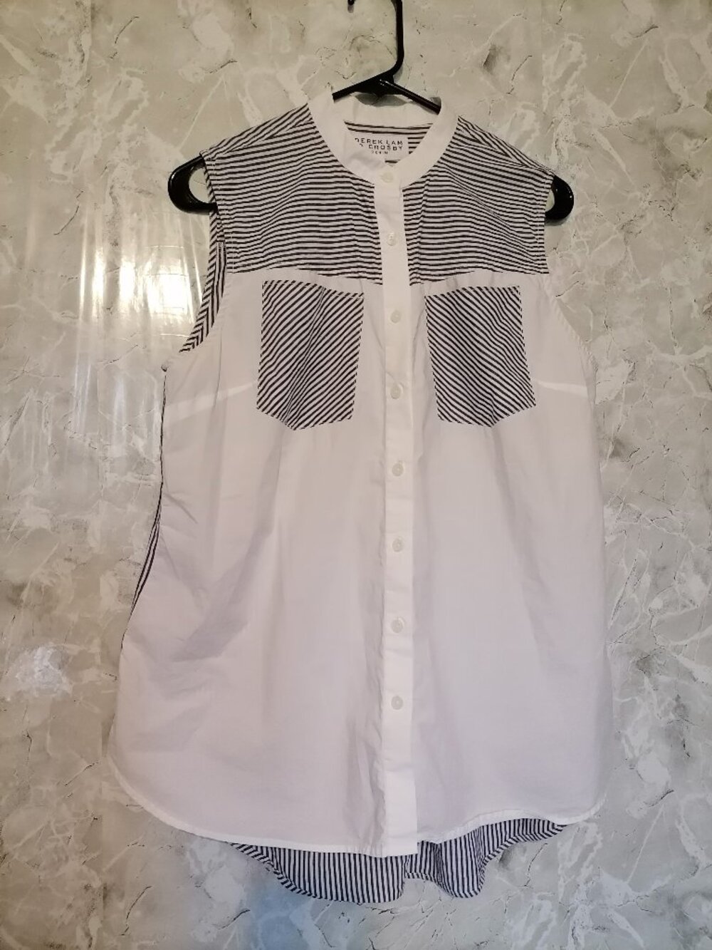 Derek Lam 10 Crosby Women top sz L button up sleeveless high low hem